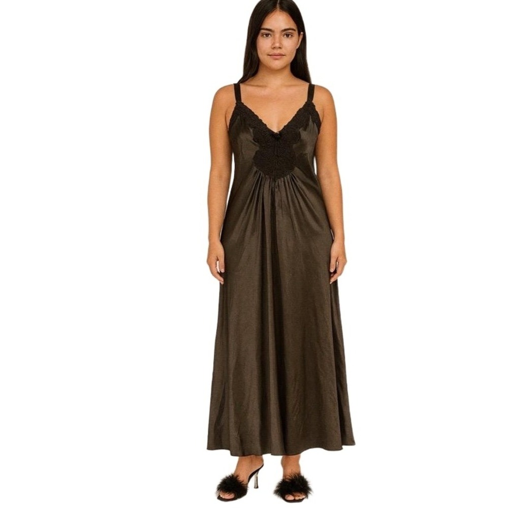 Terry Russo Vintage Satin Lace Trim Negligee Lingerie/Dress Whimsigoth M